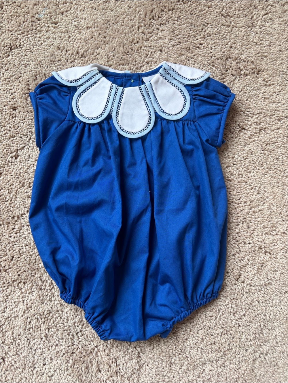 Blue Petal-Collar Baby One-Piece